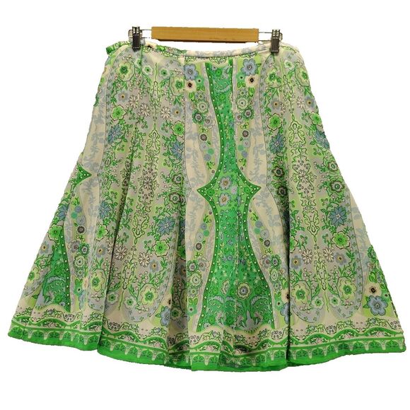 Jones Wear Women Skirt Size 16 Green Multicolor A-Line Floral Midi Flowy Lined - Picture 1 of 12